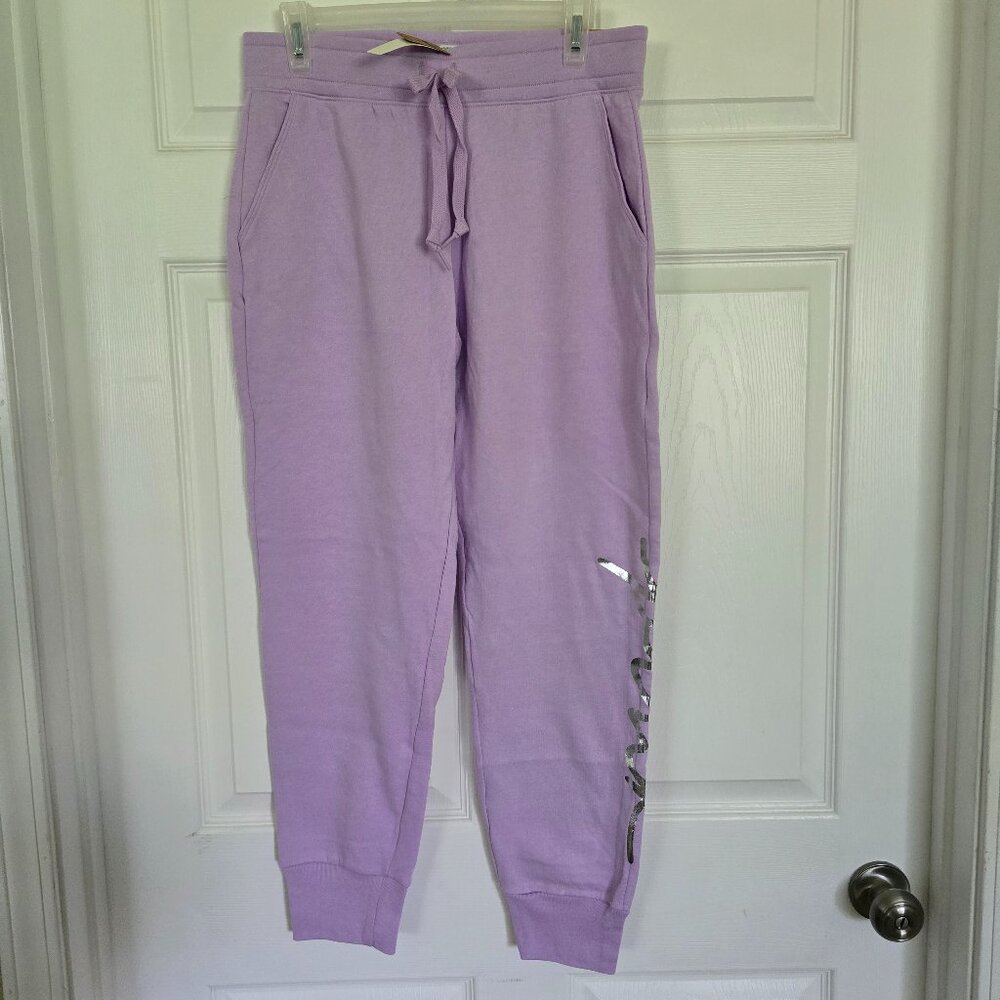 NWT VS PINK M Lavender/ Lilac skinny jogger w/silver logo